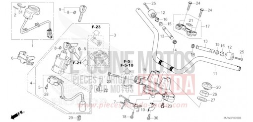 TUYAU DE GUIDON/PONT SUPERIEUR CB500XAG de 2016